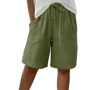 HAOLEI Bermuda Shorts for Women UK Sale Clearance Knee Length Elasticated Waist Casual Loose Wide Leg Baggy Vacation Summer Beach Shorts