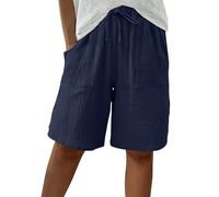 HAOLEI Bermuda Shorts for Women UK Sale Clearance Knee Length Elasticated Waist Casual Loose Wide Leg Baggy Vacation Summer Beach Shorts