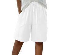 HAOLEI Bermuda Shorts for Women UK Sale Clearance Knee Length Elasticated Waist Casual Loose Wide Leg Baggy Vacation Summer Beach Shorts