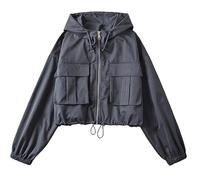 HAOLEI Bomber Jacket for Women UK Lightweight Waterproof Cropped Jackets Zip Up Casual Outwear Raglan Jacket with Pocket Ladies Oversized Windbreaker Winter Warm Coats