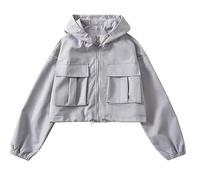 HAOLEI Bomber Jacket for Women UK Lightweight Waterproof Cropped Jackets Zip Up Casual Outwear Raglan Jacket with Pocket Ladies Oversized Windbreaker Winter Warm Coats