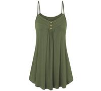 HAOLEI Camisole Tops for Women Sexy V Neck Cami Tops Spaghetti Strap Loose Fit Sleeveless Summer Tops Button Flared Flounce Tee Shirt Sling Vest Tank Top Camisoles & Vests UK Sale Plus Size 22