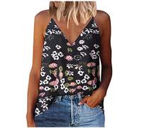 HAOLEI Camisole Tops for Women UK,Ladies Leopard Print Tops Sexy V Neck Floral Shirt Spaghetti Strap Loose Fit Sleeveless Summer Tops Sling Vest Cami Tee Shirts Tank Top Camisoles & Vests Clearance