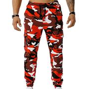 HAOLEI Camouflage Tracksuit Bottoms Men UK Sale Clearance Cargo Trousers Elastic Waist Drawstring Cuffed Work Pants Outdoor Hiking Camo Trousers Loose Fit Combat Trousers with Pockets