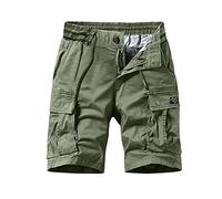HAOLEI Cargo Shorts Men Clearance,Mens Work Shorts Elasticated Waist Plain Multi Pockets Knee Length Stretch Fit Trousers Casual Half Pants Cycling Shorts Summer Combat Chino Shorts UK