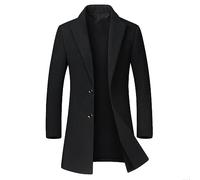 HAOLEI Casual Blazer for Men UK Clearance Regular Fit Formal Business Wedding Tuxedo Jackets Woolen Coat Two Button Suit Winter Long Trench Coat Daily Smart Corduroy Lightweight Blazers Black