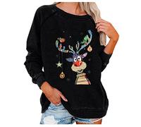 HAOLEI Christmas Jumper Women UK,Funny Elf Tree Ladies Xmas Jumpers Graphic Novelty Santa Jumper Snowman Shirts Crew Neck Pullover Sweater Tops Blouse Baggy Ugly Xmas Sweatshirts