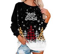 HAOLEI Christmas Jumper Women UK,Funny Elf Tree Ladies Xmas Jumpers Graphic Novelty Santa Jumper Snowman Shirts Crew Neck Pullover Sweater Tops Blouse Baggy Ugly Xmas Sweatshirts