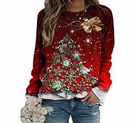 HAOLEI Christmas Jumper Women UK Sale Clearance,Funny Elf Tree Ladies Xmas Jumpers Graphic Novelty Santa Jumper Snowman Shirts Crew Neck Pullover Sweater Tops Blouse Baggy Ugly Xmas Sweatshirts