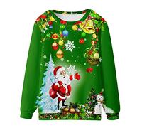 HAOLEI Christmas Jumpers for Men UK Funny Novelty 3D Reindeer Christmas Sweatshirt Crew Neck Graphic Tops Long Sleeve Pullover Sweater Shirt Blouses Elf Xmas Ugly Jumper Plus Size XS-5XL
