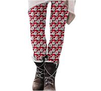HAOLEI Christmas Leggings for Women UK,Xmas Christmas Costume Funny 3D Print Reindeer Santa Claus High Waisted Tights Fitness Work Running Stretchy Soft Yoga Skinny Pants for Holiday Sale Clearance