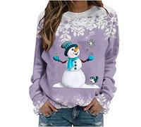 HAOLEI Christmas Sweatshirt for Women UK Prime Deals,Funny Xmas Snowman Snowflakes Jumper Lovely Novelty Sweatshirts Graphic Shirts Crew Neck Pullover Sweater Tops Party Ugly Ladies Xmas Jumpers