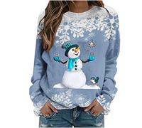 HAOLEI Christmas Sweatshirt for Women UK Sale Clearance,Funny Xmas Snowman Snowflakes Jumper Lovely Novelty Sweatshirts Graphic Shirts Crew Neck Pullover Sweater Tops Party Ugly Ladies Xmas Jumpers