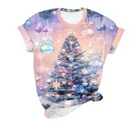 HAOLEI Christmas Top for Women UK,Ladies Christmas Elk T Shirt Funny Short Sleeve Novelty Graphic Shirts Going Out Elegant Pullover Tunic Tee Tops Xmas Ugly Shirts for Party Holiday
