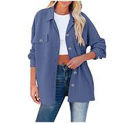 HAOLEI Corduroy Jacket for Women UK,Ladies Shacket Jacket Button Down Plain Long Sleeve Casual Loose Oversized Baggy Collared Solid Shirt Jackets Blouse Coat Tops with Pockets