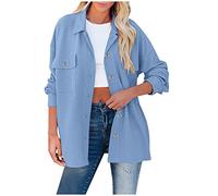 HAOLEI Corduroy Jacket for Women UK,Ladies Shacket Jacket Button Down Plain Long Sleeve Casual Loose Oversized Baggy Collared Solid Shirt Jackets Blouse Coat Tops with Pockets