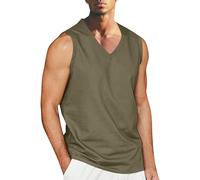 HAOLEI Cotton Linen Vests for Men UK Sale Clearance V Neck Tank Top Summer Gym Running Vest Top Casual Sleeveless Tshirt Singlet Undershirts Sports Bodybuilding Tops Everyday Athletic Wear