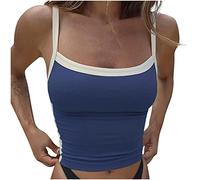 HAOLEI Crop Tops for Women UK Going Out Party Sexy Y2K Seamless Camisole Tops Low Cut Strappy Tank Top Square Neck Sleeveless Cropped Shirt Skinny Summer Blouses Bustier Cami Vest Tops