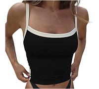 HAOLEI Crop Tops for Women UK Going Out Party Sexy Y2K Seamless Camisole Tops Low Cut Strappy Tank Top Square Neck Sleeveless Cropped Shirt Skinny Summer Blouses Bustier Cami Vest Tops Sale