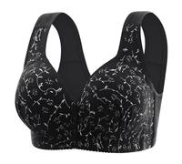 HAOLEI Daisy Bras for Older Women, Front Fastening Push Up Bra for Large Breasts Floral Print No Wired Full Support Senior Bra with Snaps Cotton Comfort Everyday Underwear and Bras Ladies