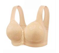 HAOLEI Daisy Bras for Older Women,Front Fastening Push Up Bra for Large Breasts No Wired Full Support Senior Bra with Snaps Breathable Cotton Comfort Everyday Underwear and Bras Ladies