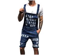HAOLEI Denim Short Dungarees Mens Clearance,Casual Ripped Denim Bib Overalls Men Jeans Shorts Pockets Work Relaxed Fit Short Jumpsuit Summer Short Rompers Jeans Shorts