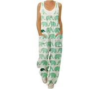 HAOLEI Dungarees for Women UK Plus Size 20-22 Straight Leg Stretchy Floral Jumpsuits Mushroom Owl Print Baggy Playsuits Summer Beach Boho Sleeveless Suspenders Jumpsuit Party Ladies Dungarees