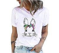 HAOLEI Easter T Shirt for Women UK Clearance Short Sleeve Bunny T Shirts Teens Ladies Happy Easter Day Tshirts Cute Graphic Tee Tops Baggy Crewneck Oversized Rabbit T-Shirts Blouse Tunic Size 8-16