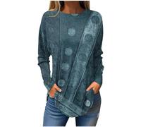 HAOLEI Ethnic Tunic Tops for Women UK Plus Size Vintage Casual T Shirts Long Sleeve Aztec Graphic Tee Shirts Crewneck Irregular Hem Blouse Loose Fit Printed Blouse Shirts Ladies Dressy Tops