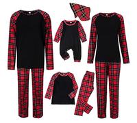 HAOLEI Family Christmas Pyjamas Sets Matching Sleepwear for Mens Womens Kids Baby Dog Pajama Nightwear Homewear Cozy Christmas Pajama Set for the Whole Family Checked Xmas Pjs Set Holiday Sleepwear