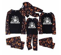 HAOLEI Family Matching Halloween Pajamas Bat Ghost Cat Pumpkin Print Long Sleeve Sleepwear for Family Couples Kids Holiday PJs Sets Homewear Light Pyjamas Set Loungewear