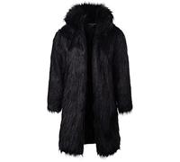HAOLEI Faux Fur Coat Men UK Clearance Mens Winter Coat Luxury Fluffy Artificial Fur Overcoat Warm Shaggy Padded Jacket Soft Open Front Cardigans Comfy Solid Thicken Long Sleeve Outerwear