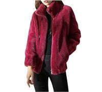 HAOLEI Fleece Jackets for Women UK Clearance Full Zip Plush and Thick Sweater Outerwear Ladies Cozy Oversize Fluffy Coat Stand Up Collar Zipper Plus Size Teddy Jumper Winter Trendy Warm Blazer Tops