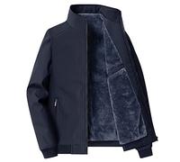 HAOLEI Fleece Lined Jacket Mens Full Zip Stand Collar Track Jackets UK Clearance Long Sleeve Zipper Pockets Bomber Jackets Plain Winter Warm Windbreaker Slim Fit Motorcycle Coat Size 10-22