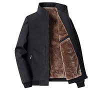 HAOLEI Fleece Lined Jacket Mens Full Zip Stand Collar Track Jackets UK Clearance Long Sleeve Zipper Pockets Bomber Jackets Plain Winter Warm Windbreaker Slim Fit Motorcycle Coat Size 10-22