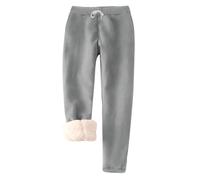 HAOLEI Fleece Lined Trousers Women UK Clearance Petite Fluffy Sherpa Joggers Winter Thermal Warm Trousers Fleece Sweatpants Thick Tracksuit Bottoms Casual Workout Pants Ladies Running Fitness Gray
