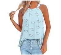 HAOLEI Floral Camisole Tops for Women UK Clearance,Halter Neck Tops Ladies Summer Pleated Sleeveless Shirts Elegant Going Out Cami T-Shirt Floaty Tank Top Sexy Blouse Loose Fit Vest Tops