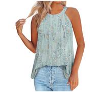 HAOLEI Floral Camisole Tops for Women UK Sale Clearance,Halter Neck Tops Ladies Summer Pleated Sleeveless Shirts Elegant Going Out Cami T-Shirt Floaty Tank Top Sexy Blouse Loose Fit Vest Tops