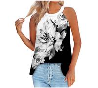 HAOLEI Floral Camisole Tops for Women UK Sale Clearance,Halter Neck Tops Ladies Summer Pleated Sleeveless Shirts Elegant Going Out Cami T-Shirt Floaty Tank Top Sexy Blouse Loose Fit Vest Tops