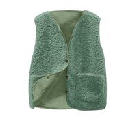 HAOLEI Girls Boys Teddy Fleece Gilets - Kids Warm Fall Jackets Sleeveless Waistcoat V Neck Button Down Sherpa Fluffy Lightweight Cozy Vests Winter Gilets and Bodywarmers Age 5-13 Years