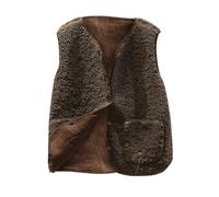 HAOLEI Girls Boys Teddy Fleece Gilets - Kids Warm Fall Jackets Sleeveless Waistcoat V Neck Button Down Sherpa Fluffy Lightweight Cozy Vests Winter Gilets and Bodywarmers Age 5-13 Years