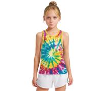 HAOLEI Girls Boys Vest Tops Age 3-15 Years Tie Dye Pattern Kids Tank Tops Crew Neck Cute Summer Soft Tank Tops Sleeveless Tshirts Sports Gym Blouses Camis Shirt Loose Camisoles UK Clearance
