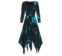 HAOLEI Gothic Dress Women UK Sale Clearance Tie-Dye Renaissance Dress Vintage Medieval Victorian Dress Goth Retro Punk Halloween Dress Y2K Party Costumes Long Sleeve A-Line 80s Fancy Dress Ladies
