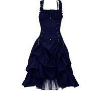 HAOLEI Gothic Women's UK Clearance Y2K Renaissance Vintage Medieval Victorian Dress - Goth Retro Punk Halloween Party Costume - Sleeveless A-Line Fancy Navy