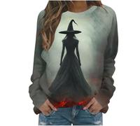 HAOLEI Halloween Costumes for Women,Ladies Halloween Shirts Funny Fresh Pumpkin Cat Pullover Tops Cute Crew Neck Long Sleeve Graphic Shirts Autumn Fall Blouses Tunic Tops