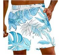 HAOLEI Hawaiian Swimming Shorts Men UK, Mens Summer Shorts Elasticated Waist Floral Printed Surfing Board Shorts with Pockets and Drawstring Swim Trunks Beach Pants S-5XL