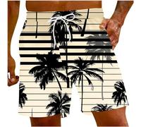HAOLEI Hawaiian Swimming Shorts Men UK, Mens Summer Shorts Elasticated Waist Floral Printed Surfing Board Shorts with Pockets and Drawstring Swim Trunks Beach Pants S-5XL