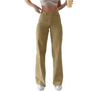 HAOLEI Jeans for Women Petite Slim Fit Stretch Essentials Jeans Bootcut Flared Jeans High Waist Straight Leg Joggers Regular Fit Workout Spring Fall Work Pants Boyfriend Denim Trousers Ladies Khaki