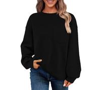 HAOLEI Jumpers for Women UK, Ladies Jacquard Sweatshirt Oversized No Hood Casual Crewneck Pullover Tops Batwing Long Sleeve Plain Baggy Loose Autumn Winter Outfits Sweater Tops Jumper Black