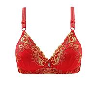 HAOLEI Lace Bras for Women Seamless Full Coverage Push Up Non Wired Everyday Bra Embroidery Bralettes No Underwire Bralets Wireless Wide Straps Adjustable Comfort Underwear Padded Bras Ladies